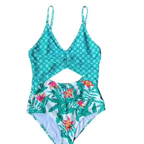 Minkpink Green Panama Palms Peekaboo One Piece Bikini Size XS - Picture 10 of 13